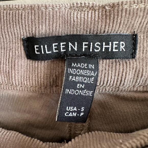 Eileen Fisher Organic Cotton Stretch Corduroy Straight Pant Taupe S - Picture 4 of 12
